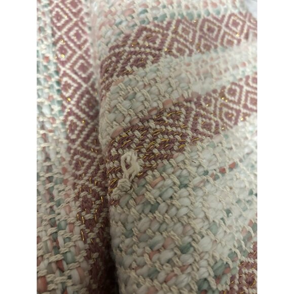 Pink Green Aspen Woven Knit Tree Skirt with Velvet Trim, 48" - Picture 6 of 10